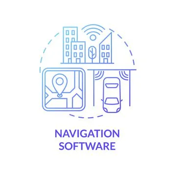 Navigation software blue gradient concept icon Illustrazione stock