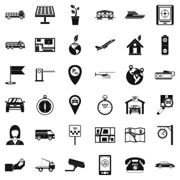 Navigation system icons set, simple style Stock Illustration