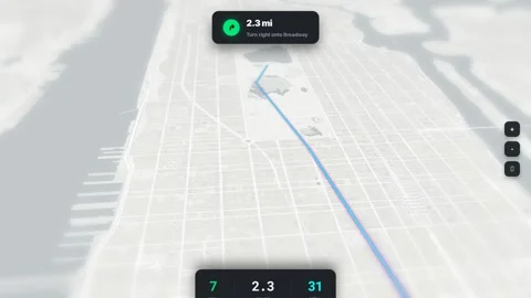 Navigation System Interface with Direction Path on City Map Vidéo 331268077