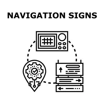 Navigation system providing real time location and direction guidance Stock Illustration
