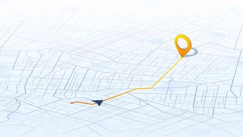 Navigation system showing tracking navigation in progress on the streets. Track Stock Illustration