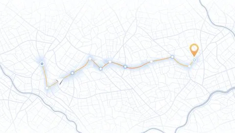 Navigation system showing tracking navigation in progress on the streets. Track Stock Illustration