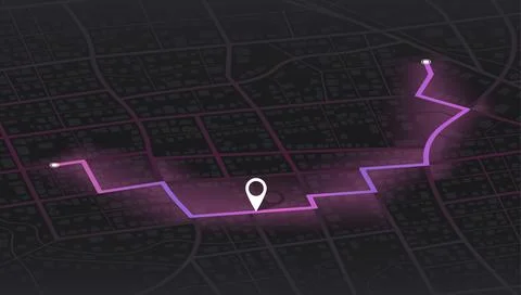 Navigation system showing tracking navigation in progress on the streets. Track Stock Illustration
