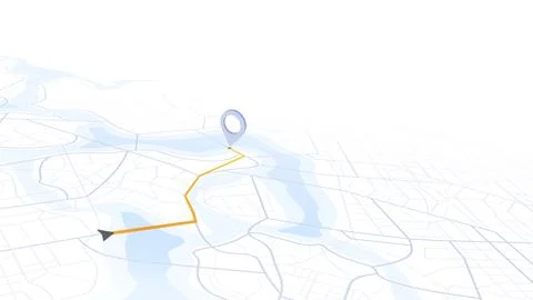 Navigation system showing tracking navigation in progress on the streets. Track Stock Illustration