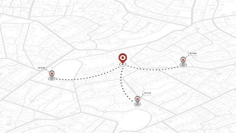 Navigation system showing a tracking navigation in progress in the streets Stock Illustration