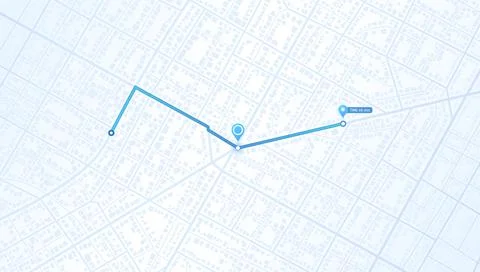 Navigation system showing a tracking navigation in progress in the streets Stock Illustration