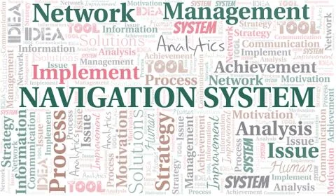 Navigation System typography vector word cloud. Stock Illustration