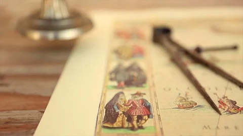 Navigation Tools on Map Stock Footage 81196517