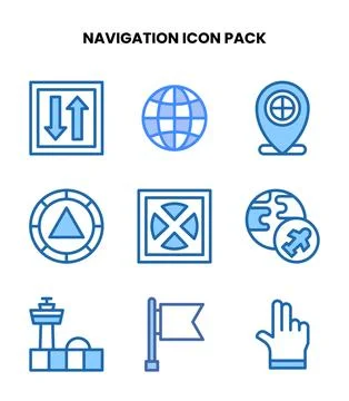 Navigation Two Colour Bundle Icons Pack Stock Illustration