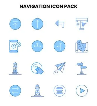 Navigation Two Colour Vector Icons Pack Stock Illustration