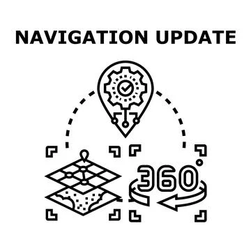 Navigation update concept with map data and 360 view Stock Illustration