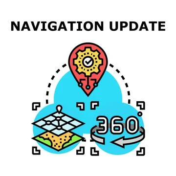 Navigation update concept with map data and 360 view Stock Illustration