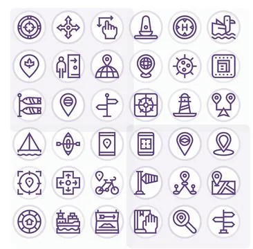 Navigation Vector Icon Collection featuring 36 Detail Enhanced High Resolut.. Stock Illustration