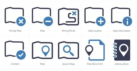 Navigation as wrong map, map, wrong route 스톡 일러스트