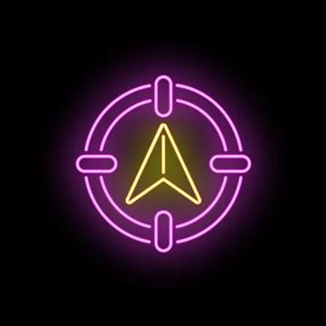 Navigational arrow pointing direction inside glowing target icon Stock Illustration