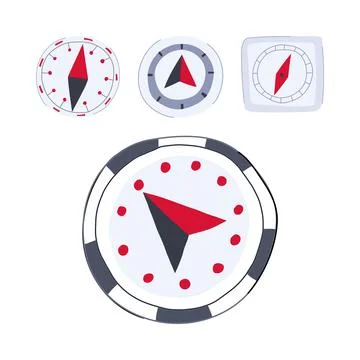 Navigational compass tools indicating direction and guidance Stock Illustration
