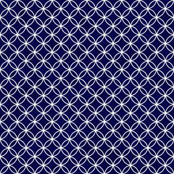 Navy and white interlocking circles tiles pattern repeat background Stock Illustration