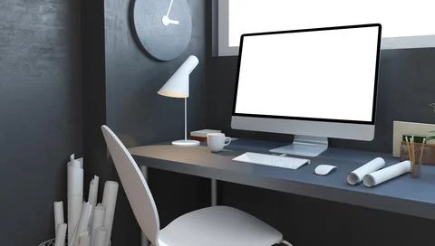 Navy architect studio mockup Stock Illustration
