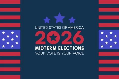 Navy Background Flag Stripe Side Panel 2026 Midterm Elections Stock Illustration