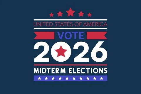 Navy Background Star Border Vote 2026 Midterm Elections Stock Illustration