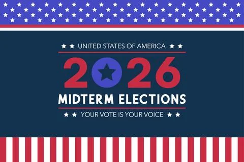 Navy Background Star Stripe Border 2026 Midterm Elections Slogan Иллюстрация