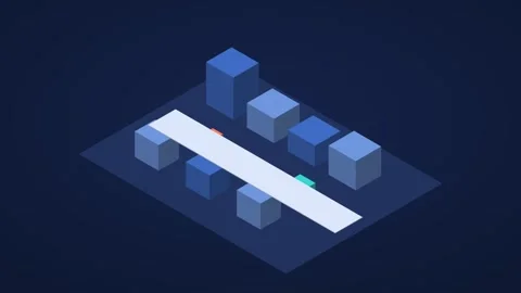 Navy blue and cyan isometric last mile delivery animation, seamless loop Stock Footage 346258072