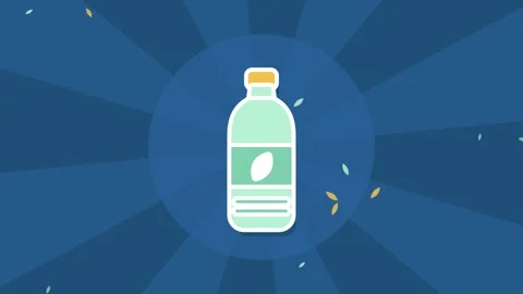 Navy blue and green plastic bottle sticker style animation Stock Footage 346184321