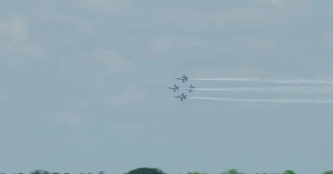 Navy Blue Angels Fly Close To Ground in diamond pattern navy airbase pensacola Stock Footage 75947223