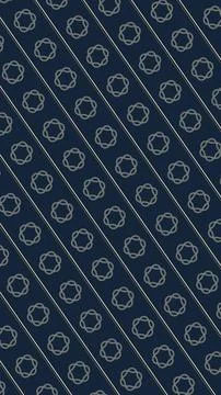 A navy blue background is filled with repeated pale outlined floral loops a.. Stock Illustration