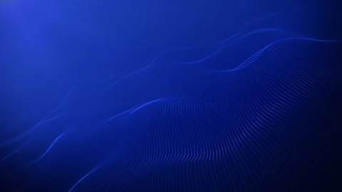 Navy blue digital wave surface with soft glowing curves, floating lines and.. Video stock 325138462