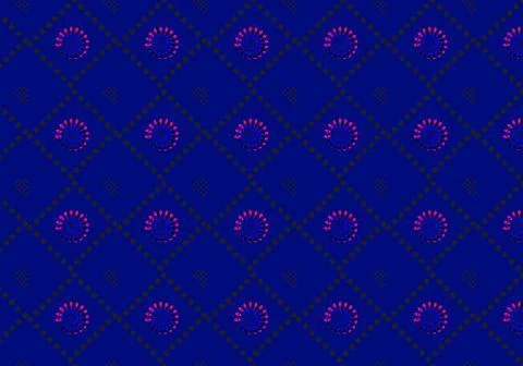 Navy Blue Geometric Floral Pattern Textile Seamless Background With Pink Ac.. Stock Illustration