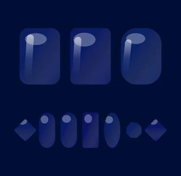 Navy blue glossy rectangular and circular buttons for sleek modern mobile i.. Stock Illustration