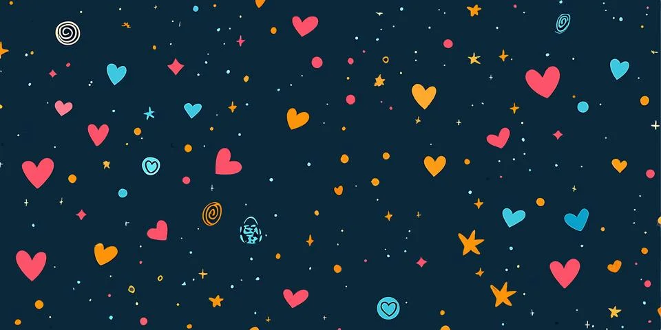 Navy Blue Heart Pattern Seamless Texture Image Background 스톡 일러스트