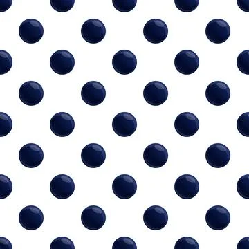 Navy blue polka dots creating seamless pattern on white background Illustrazione stock