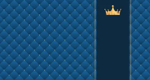 Navy blue seamless pattern in retro style with a gold crown. Can be used for  Stock Illustration
