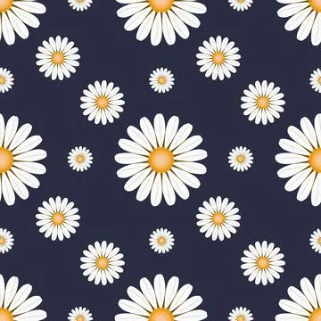 Navy Daisy Seamless Pattern Minimal Floral Repeat Background Illustrazione stock