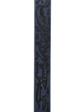 Navy embossed leather belt diagonal close up Stock Photos