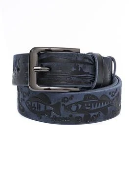 Navy fish pattern leather belt buckle coiled variant Stock Photos