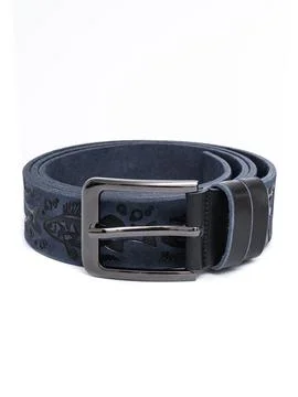 Navy fish pattern leather belt coiled with buckle Stock Photos