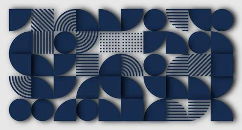 Navy Geometric Abstract Pattern with Depth Stock Illustration