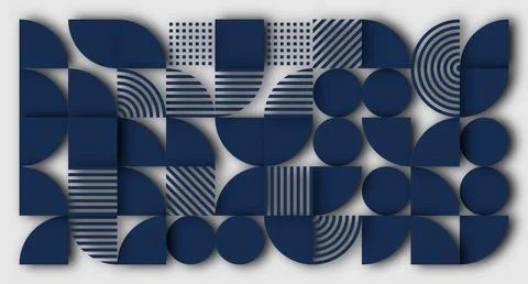 Navy Geometric Abstract Pattern with Depth Stock Illustration