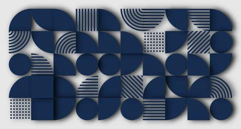 Navy Geometric Abstract Pattern with Depth Stock Illustration