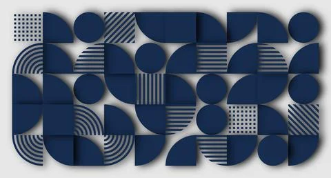 Navy Geometric Abstract Pattern with Depth Stock Illustration