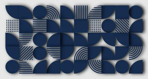 Navy Geometric Abstract Pattern with Depth Stock Illustration