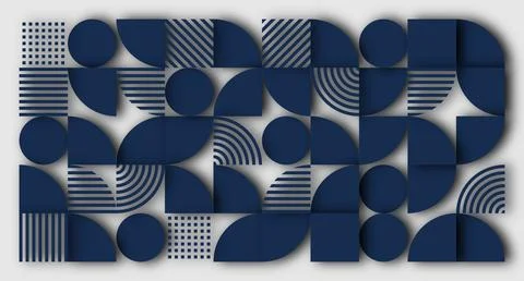 Navy Geometric Abstract Pattern with Depth Stock Illustration