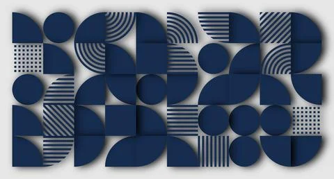 Navy Geometric Abstract Pattern with Depth Stock Illustration