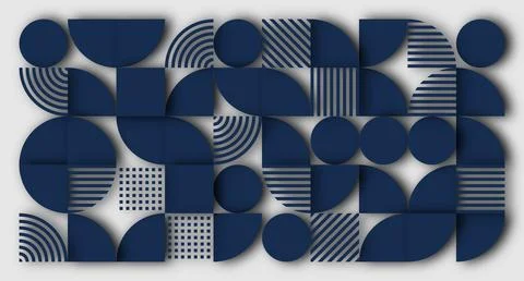 Navy Geometric Abstract Pattern with Depth Stock Illustration