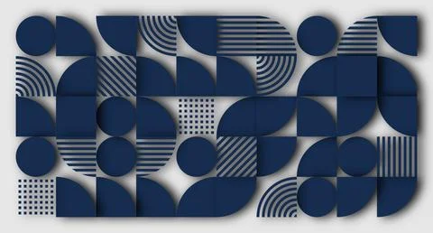 Navy Geometric Abstract Pattern with Depth Stock Illustration