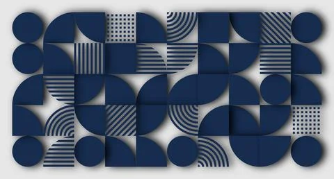 Navy Geometric Abstract Pattern with Depth Stock Illustration