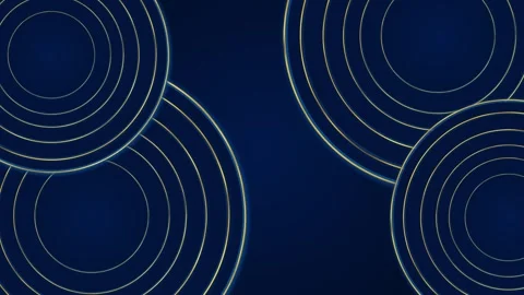 Navy gold circle pattern background overlapping rings, clean center space, luxur Stock Footage 340477286